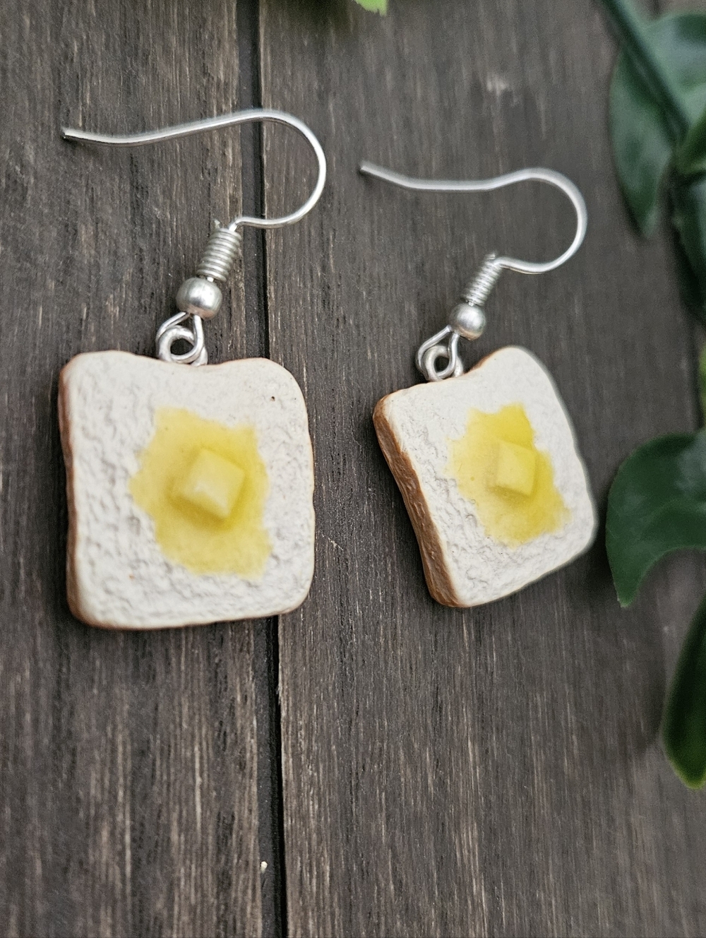 Handmade Toast And Butter Clay Earrings, Realistic Polymer Clay, Foodie Gift